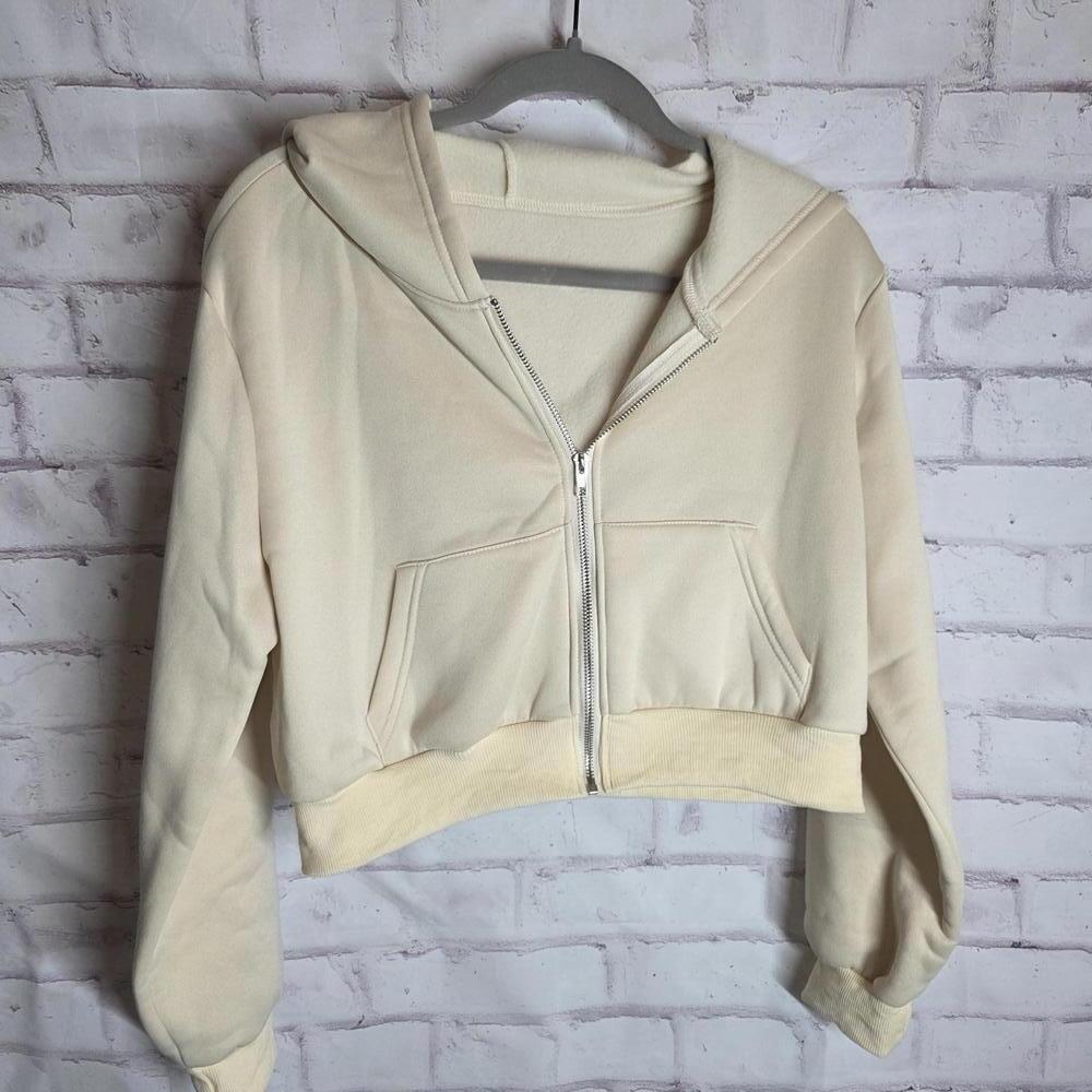 Pale Yellow Crop Hoodie